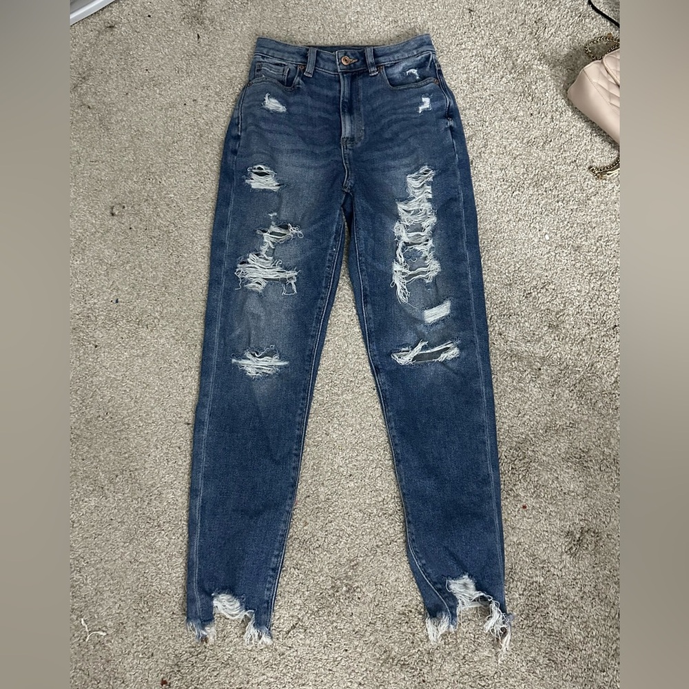 American Eagle ripped mom jeans